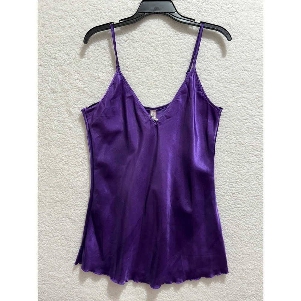 Elegant Moments Purple Satin V Neck Cami Nightgown Lingerie Style 11023PU Size M